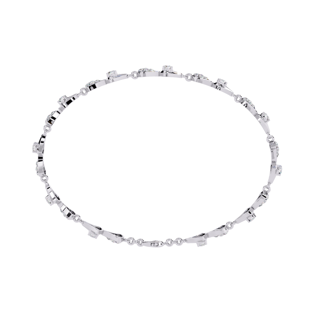White Gold Diamond Alternating Fan Link Bracelet