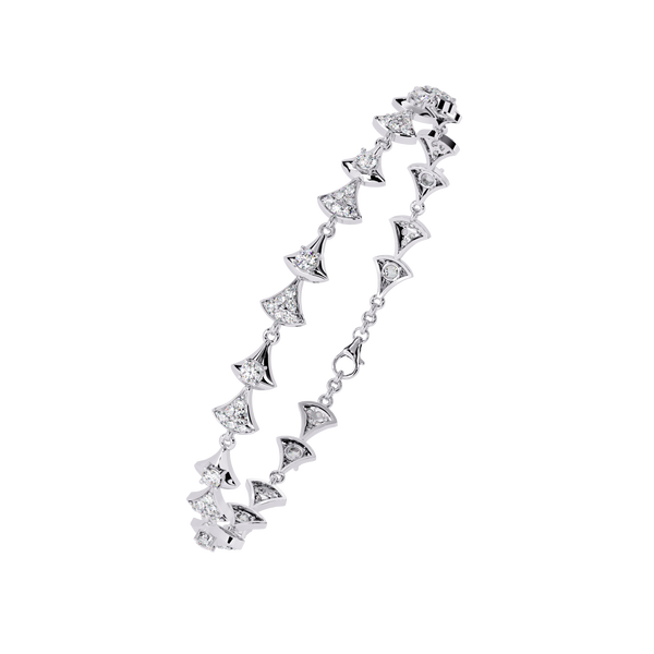 White Gold Diamond Alternating Fan Link Bracelet