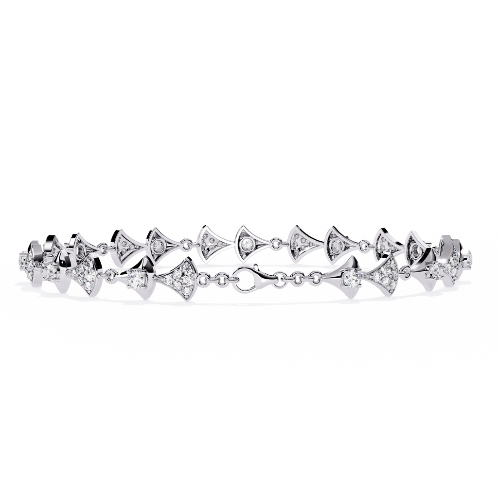 White Gold Diamond Alternating Fan Link Bracelet
