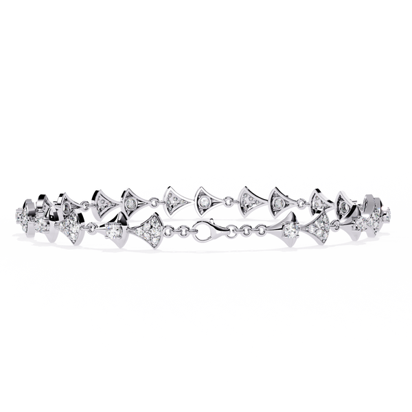 White Gold Diamond Alternating Fan Link Bracelet