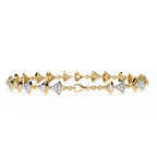 Yellow Gold Fan Link Alternating Diamond Bracelet