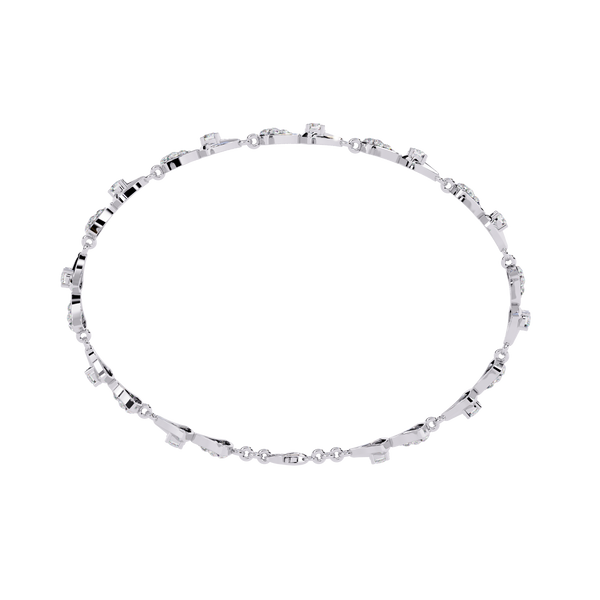 White Gold Diamond Alternating Fan Link Bracelet