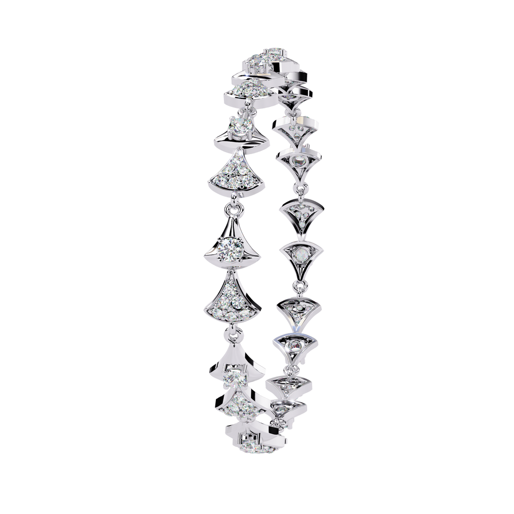 White Gold Diamond Alternating Fan Link Bracelet