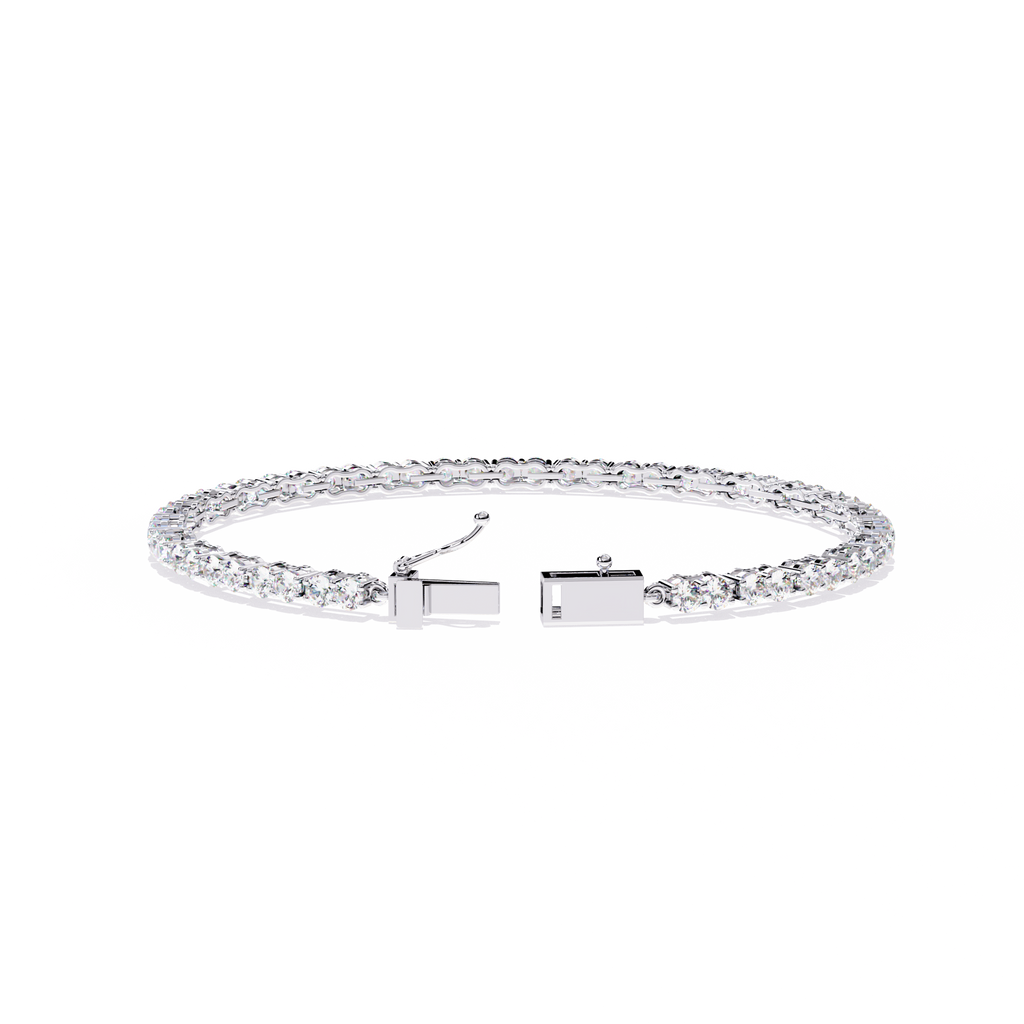 White Gold Diamond Round Brilliant Box Clasp Tennis Bracelet
