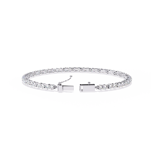 White Gold Diamond Round Brilliant Box Clasp Tennis Bracelet
