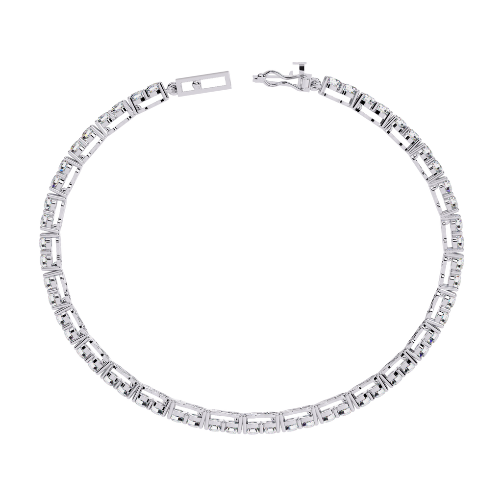 White Gold Diamond Round Brilliant Box Clasp Tennis Bracelet