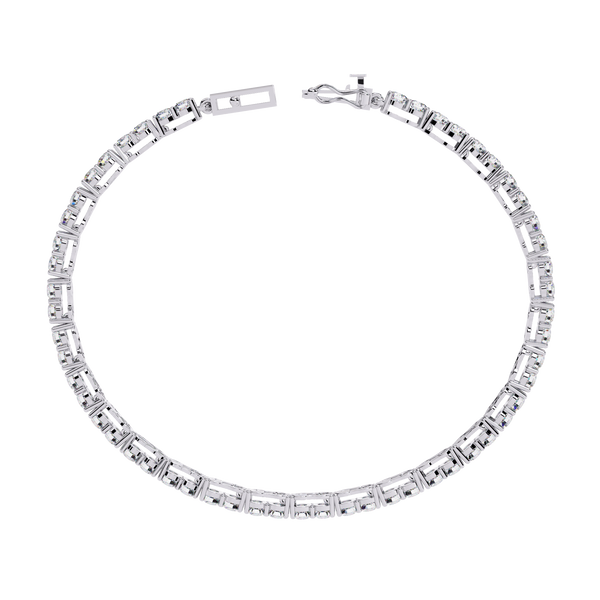 White Gold Diamond Round Brilliant Box Clasp Tennis Bracelet