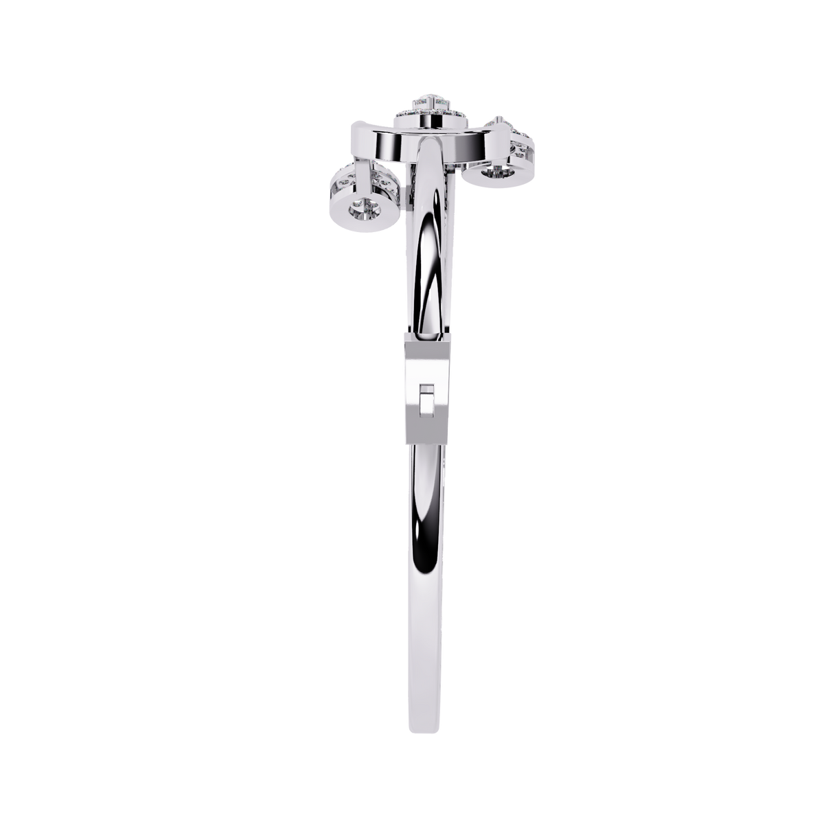 White Gold Diamond Pear Halo Hairpin Bracelet