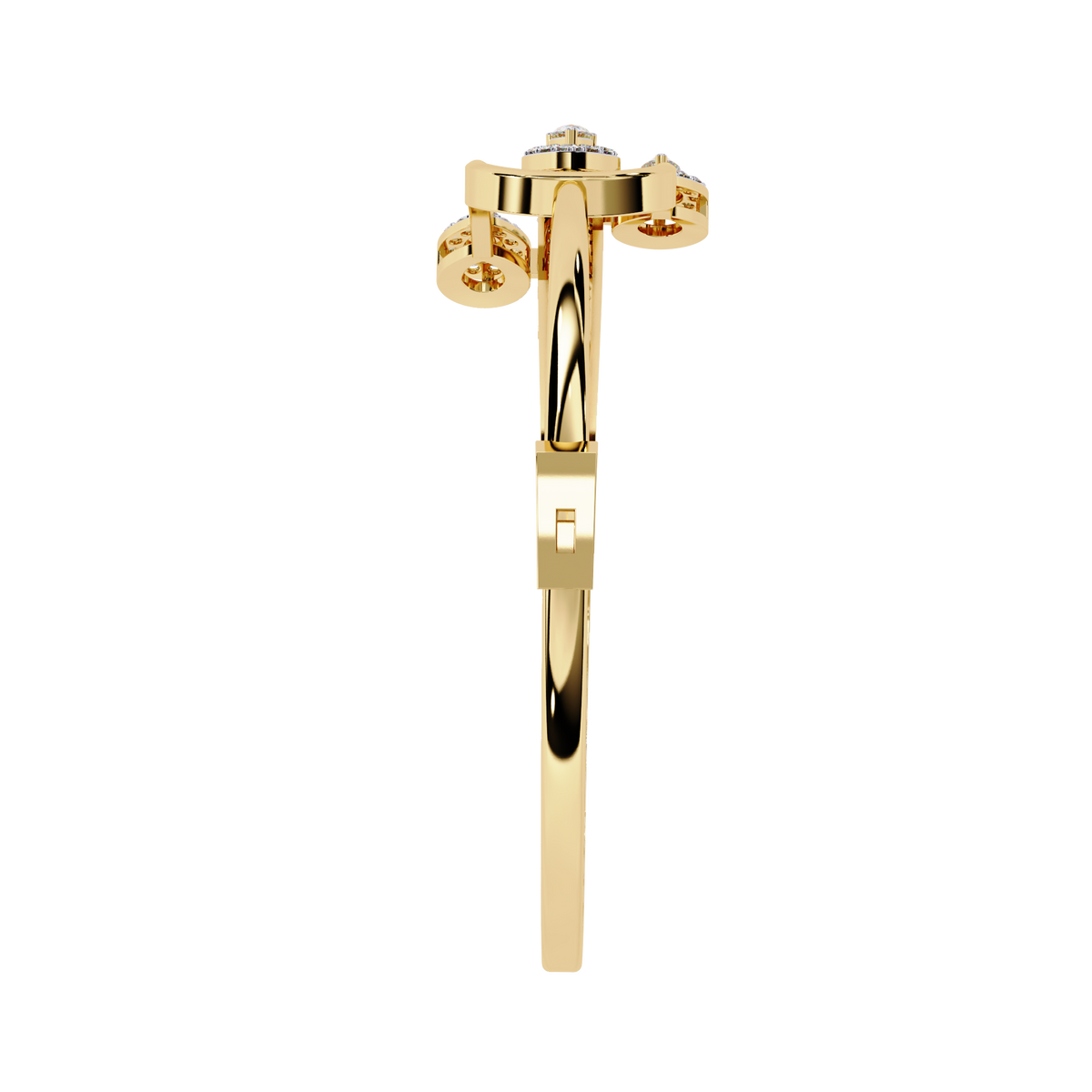 Yellow Gold Pear Halo Tulip Bypass Bangle