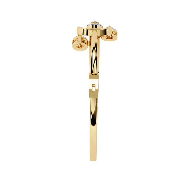 Yellow Gold Pear Halo Tulip Bypass Bangle