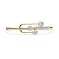 Yellow Gold Pear Halo Tulip Bypass Bangle