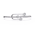 White Gold Diamond Pear Halo Hairpin Bracelet
