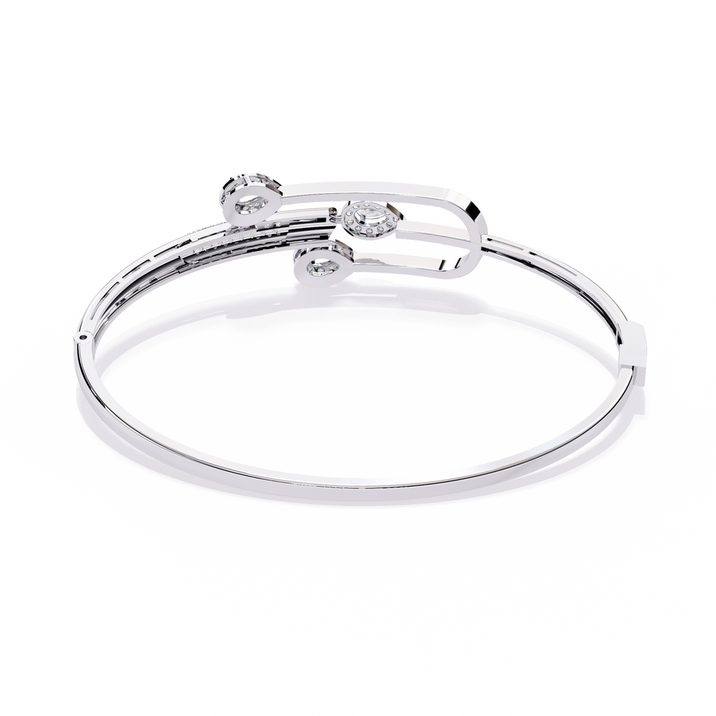 White Gold Diamond Pear Halo Hairpin Bracelet