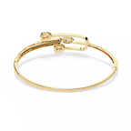 Yellow Gold Pear Halo Tulip Bypass Bangle