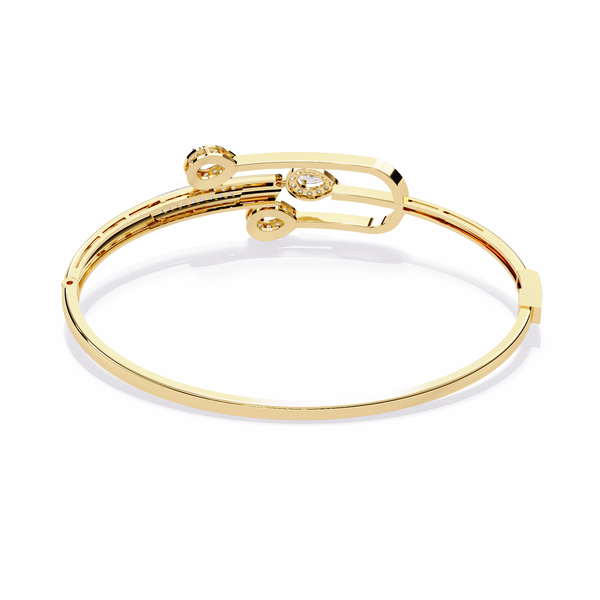 Yellow Gold Pear Halo Tulip Bypass Bangle