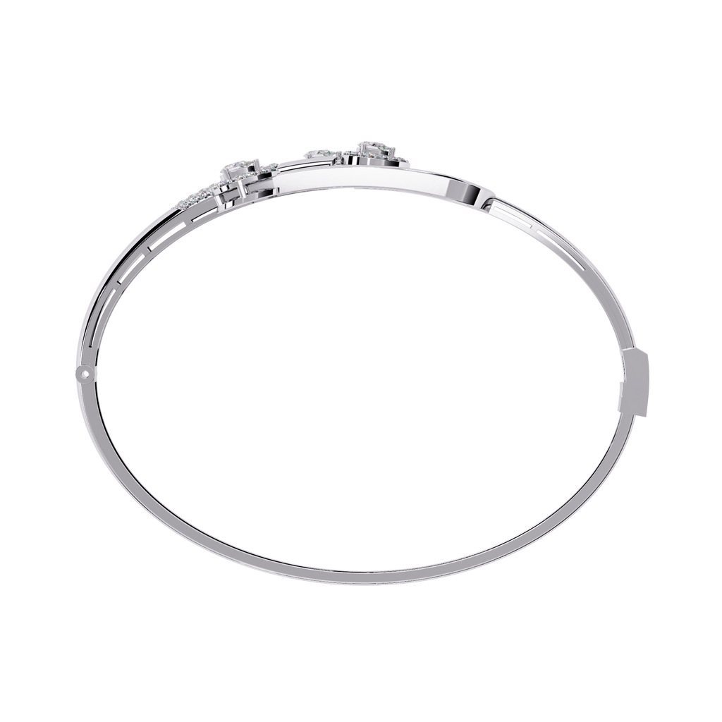 White Gold Diamond Pear Halo Hairpin Bracelet