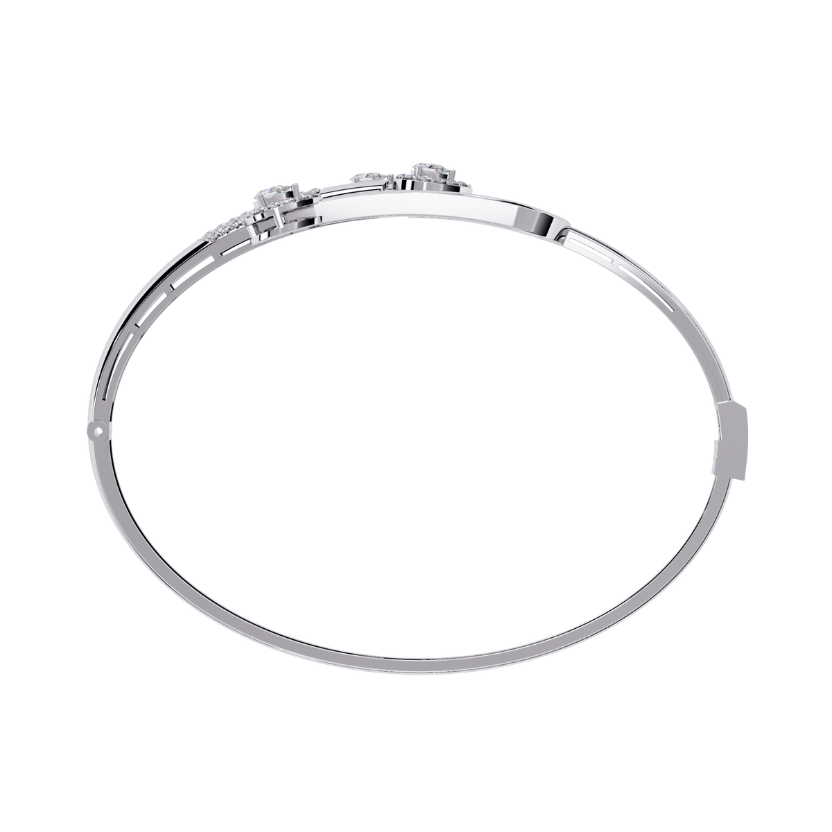White Gold Diamond Pear Halo Hairpin Bracelet
