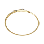 Yellow Gold Pear Halo Tulip Bypass Bangle