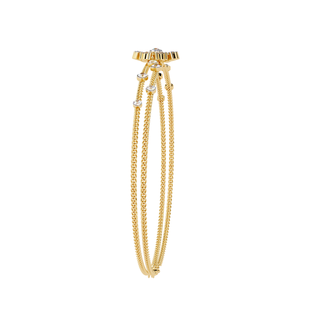 Yellow Gold Diamond Snowflake Twin-Chain Bracelet
