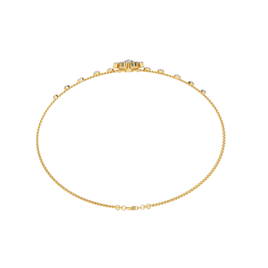 Yellow Gold Diamond Snowflake Twin-Chain Bracelet