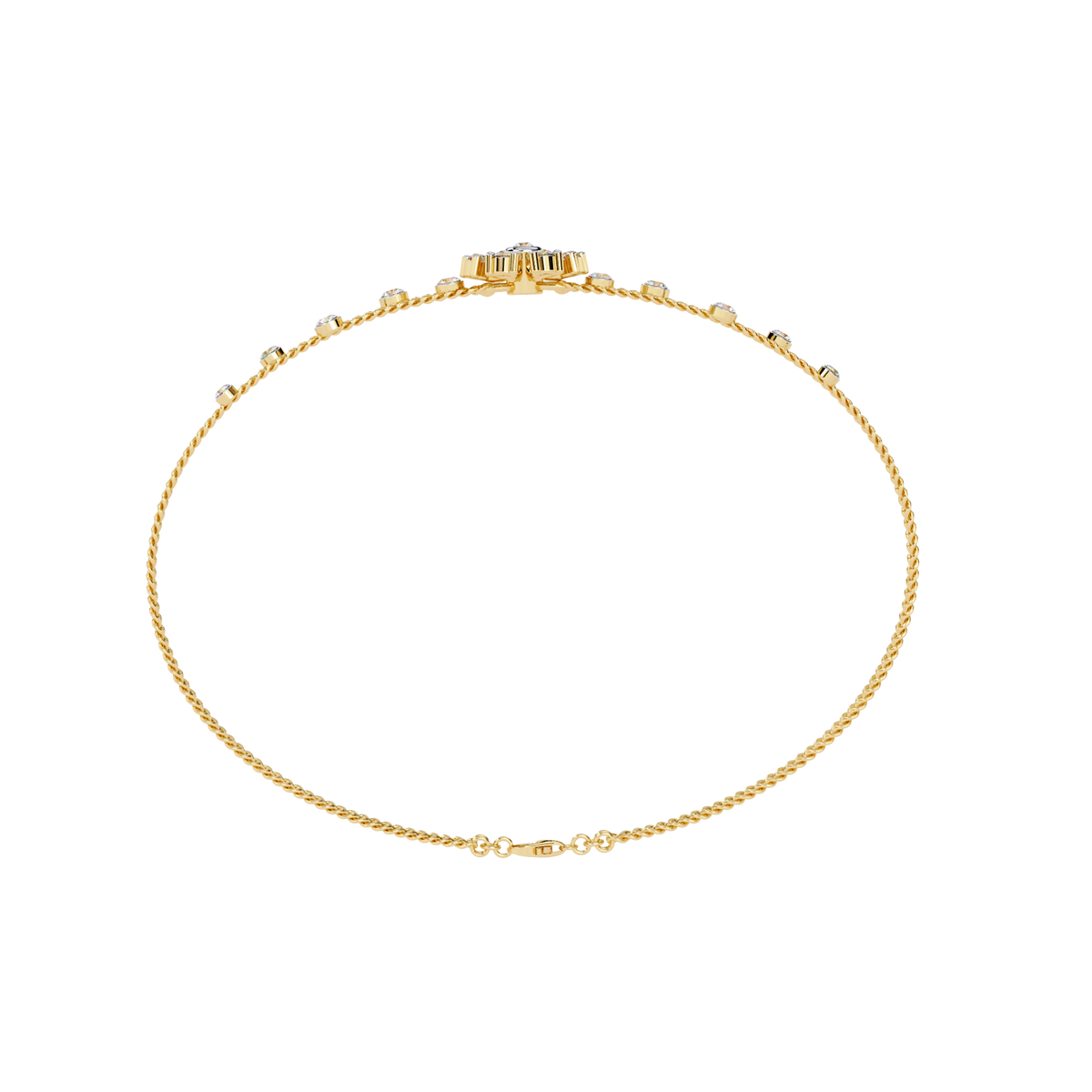 Yellow Gold Diamond Snowflake Twin-Chain Bracelet