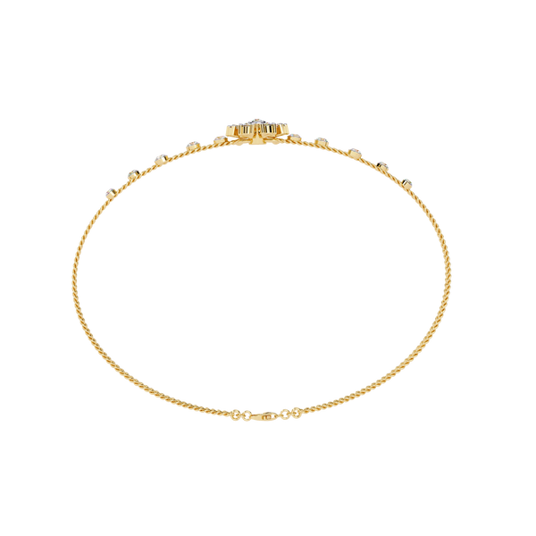 Yellow Gold Diamond Snowflake Twin-Chain Bracelet