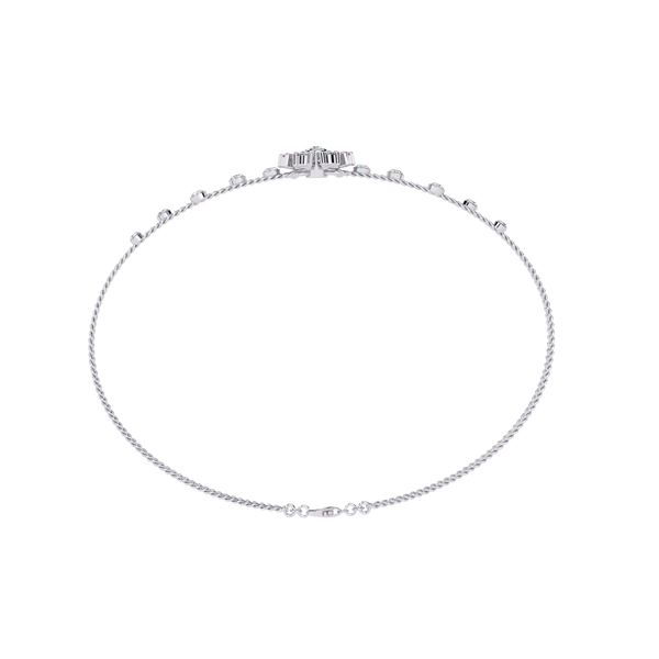 White Gold Diamond Pinwheel Flower Twisted Double Strand Bracelet