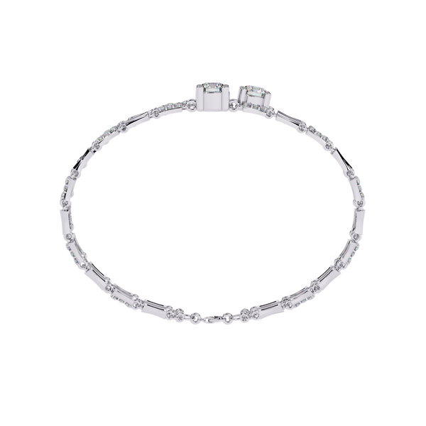 White Gold Diamond Solitaire Bamboo Bar Link Bracelet