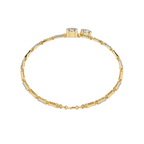 Yellow Gold Solitaire and Bamboo Bar Link Bracelet