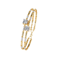 Yellow Gold Solitaire and Bamboo Bar Link Bracelet