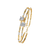 Yellow Gold Solitaire and Bamboo Bar Link Bracelet