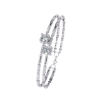 White Gold Diamond Solitaire Bamboo Bar Link Bracelet