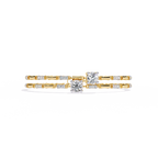 Yellow Gold Solitaire and Bamboo Bar Link Bracelet