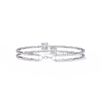 White Gold Diamond Solitaire Bamboo Bar Link Bracelet