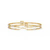 Yellow Gold Solitaire and Bamboo Bar Link Bracelet