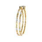 Yellow Gold Solitaire and Bamboo Bar Link Bracelet