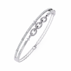 White Gold Diamond Interlocking Oval Link Split Row Bracelet