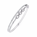 White Gold Diamond Interlocking Oval Link Split Row Bracelet