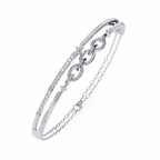 White Gold Diamond Interlocking Oval Link Split Row Bracelet