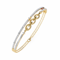 Yellow Gold Pavé Bar and Chain Link Bracelet