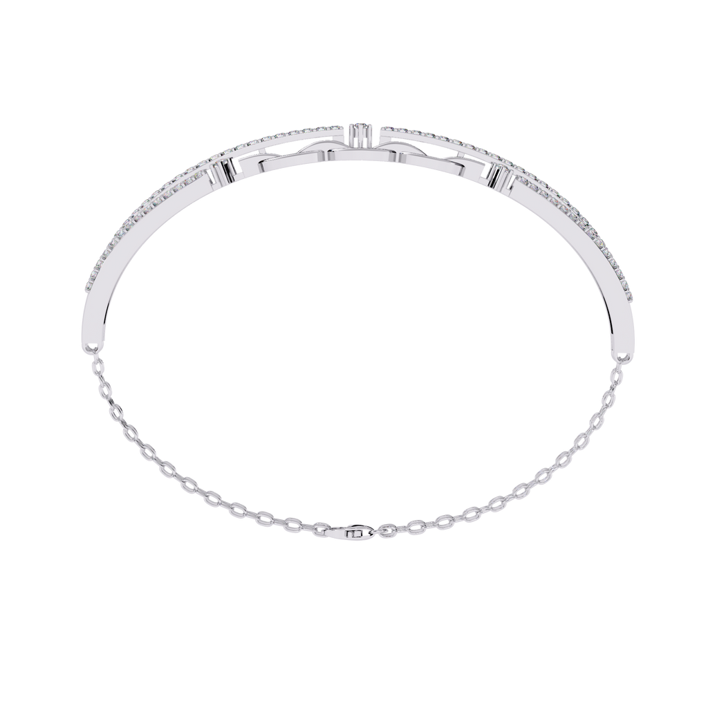 White Gold Diamond Interlocking Oval Link Split Row Bracelet