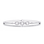 White Gold Diamond Interlocking Oval Link Split Row Bracelet