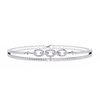 White Gold Diamond Interlocking Oval Link Split Row Bracelet