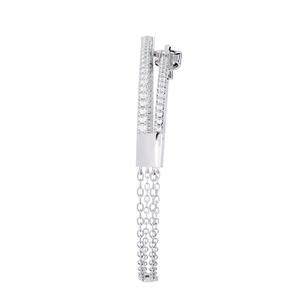 White Gold Diamond Interlocking Oval Link Split Row Bracelet