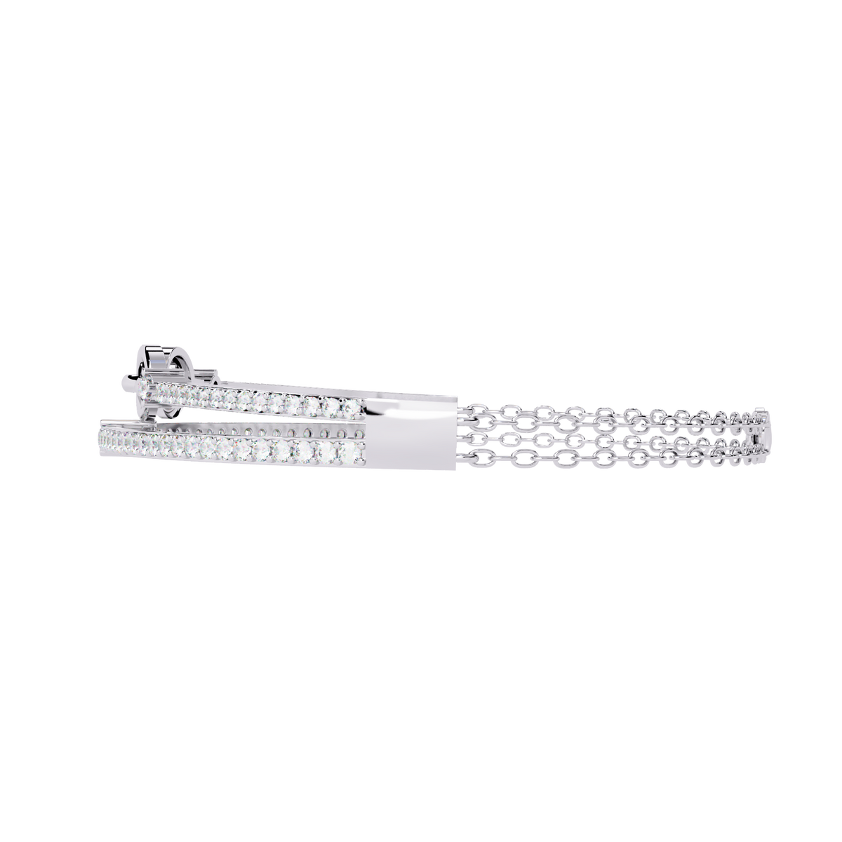 White Gold Diamond Interlocking Oval Link Split Row Bracelet
