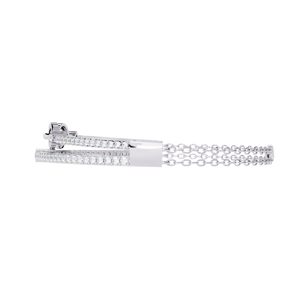 White Gold Diamond Interlocking Oval Link Split Row Bracelet