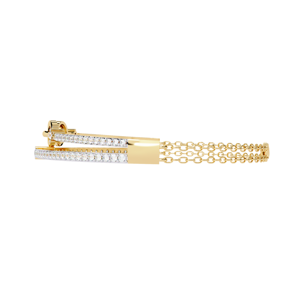 Yellow Gold Pavé Bar and Chain Link Bracelet