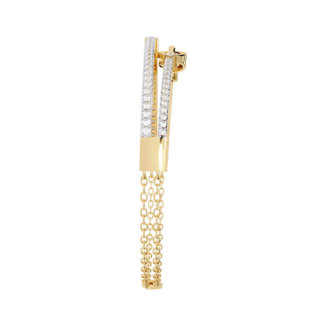 Yellow Gold Pavé Bar and Chain Link Bracelet