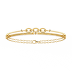 Yellow Gold Pavé Bar and Chain Link Bracelet