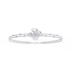 White Gold Diamond Halo Ribbed Petal Bloom Bracelet